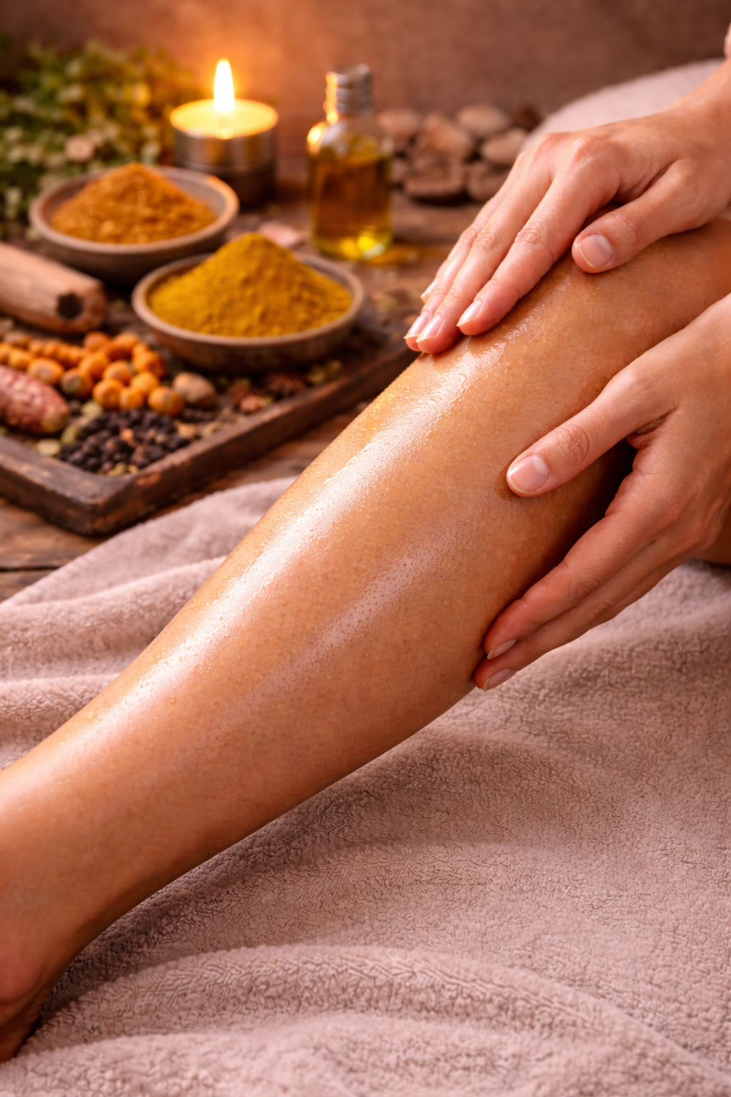 Two bottles of body oil